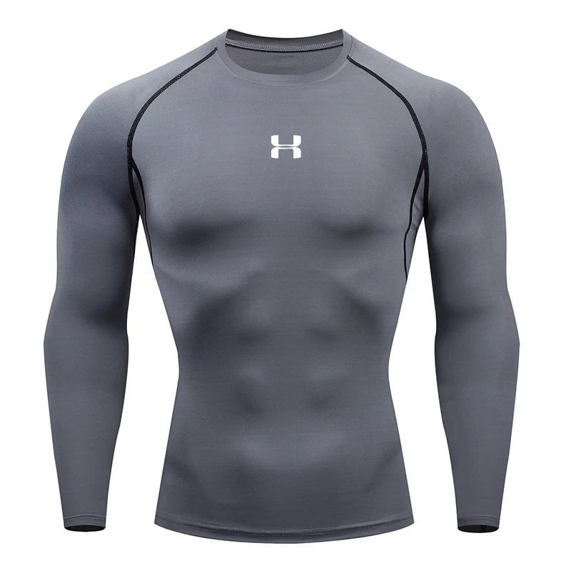 Men’s Compression Running Long Sleeve T-Shirt – Performance Athletic Base Layer - InspiredGrabs.com