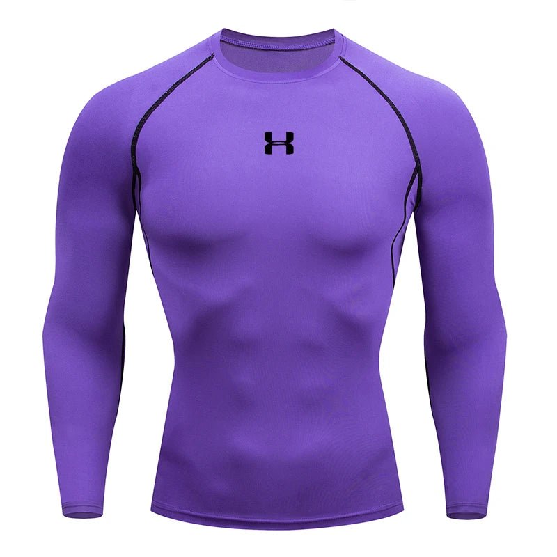 Men’s Compression Running Long Sleeve T-Shirt – Performance Athletic Base Layer - InspiredGrabs.com
