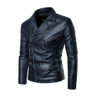 Thumbnail for Men's Faux Leather Stand Collar Motorcycle Jacket - InspiredGrabs.com
