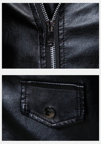 Thumbnail for Men's Faux Leather Stand Collar Motorcycle Jacket - InspiredGrabs.com