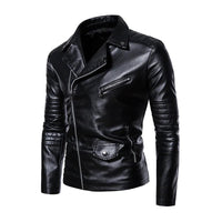 Thumbnail for Men's Faux Leather Stand Collar Motorcycle Jacket - InspiredGrabs.com