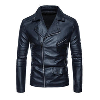 Thumbnail for Men's Faux Leather Stand Collar Motorcycle Jacket - InspiredGrabs.com