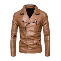 Thumbnail for Men's Faux Leather Stand Collar Motorcycle Jacket - InspiredGrabs.com