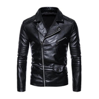 Thumbnail for Men's Faux Leather Stand Collar Motorcycle Jacket - InspiredGrabs.com