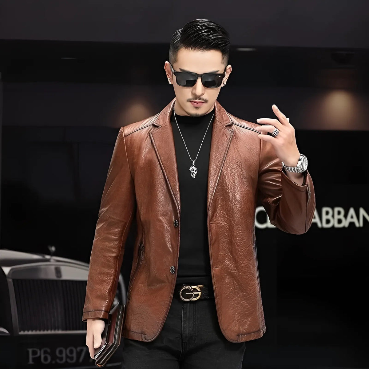 Men's Genuine Leather Slim Fit Coat - InspiredGrabs.com