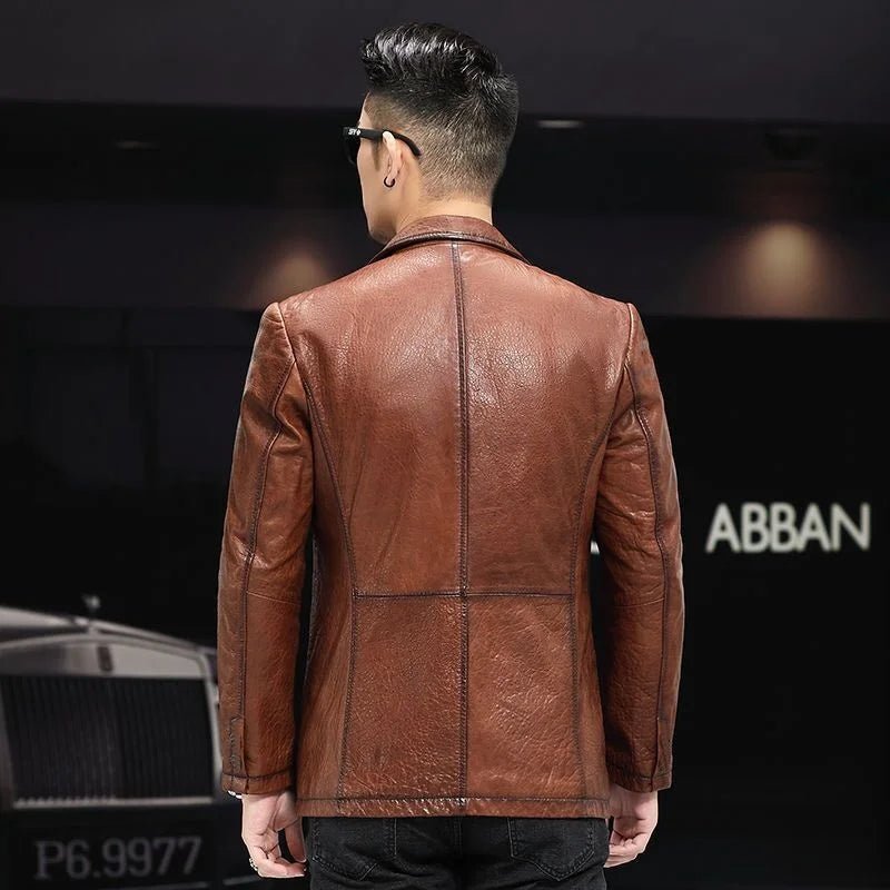 Men's Genuine Leather Slim Fit Coat - InspiredGrabs.com
