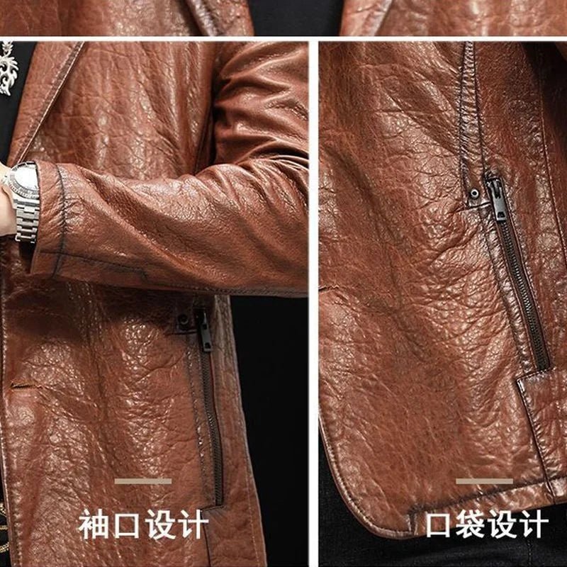 Men's Genuine Leather Slim Fit Coat - InspiredGrabs.com