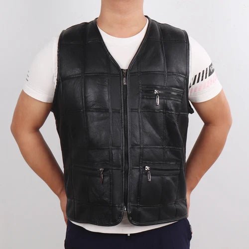 Men’s Genuine Sheepskin Leather Vest – Winter Thick Warm Real Leather Gilet - InspiredGrabs.com