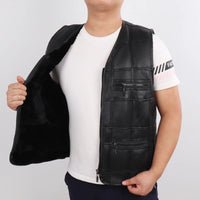Thumbnail for Men’s Genuine Sheepskin Leather Vest – Winter Thick Warm Real Leather Gilet - InspiredGrabs.com