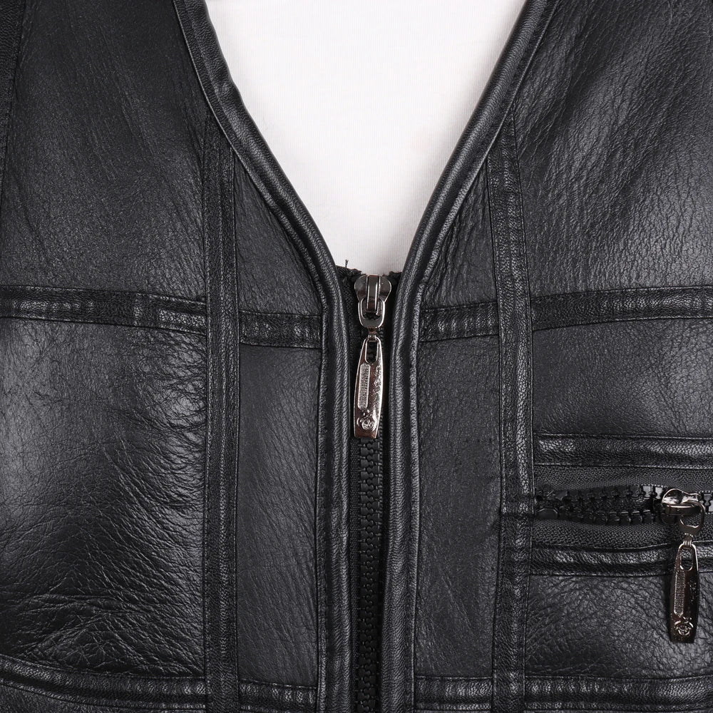 Men’s Genuine Sheepskin Leather Vest – Winter Thick Warm Real Leather Gilet - InspiredGrabs.com