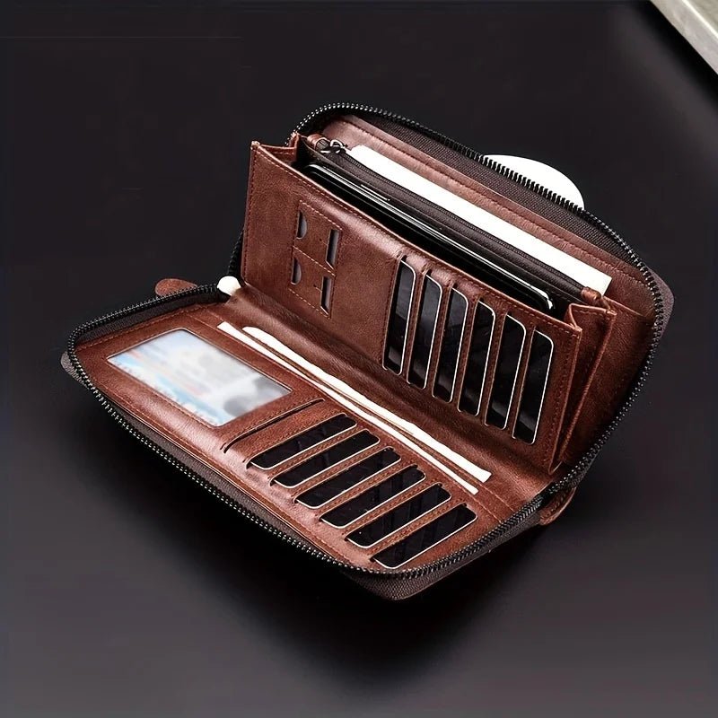 Men's Long Zipper Wallet High Quality Pu Leather Wallet For Men RFID Blocking Business Clutch Bag Credit Card Holder Purse Man - InspiredGrabs.com