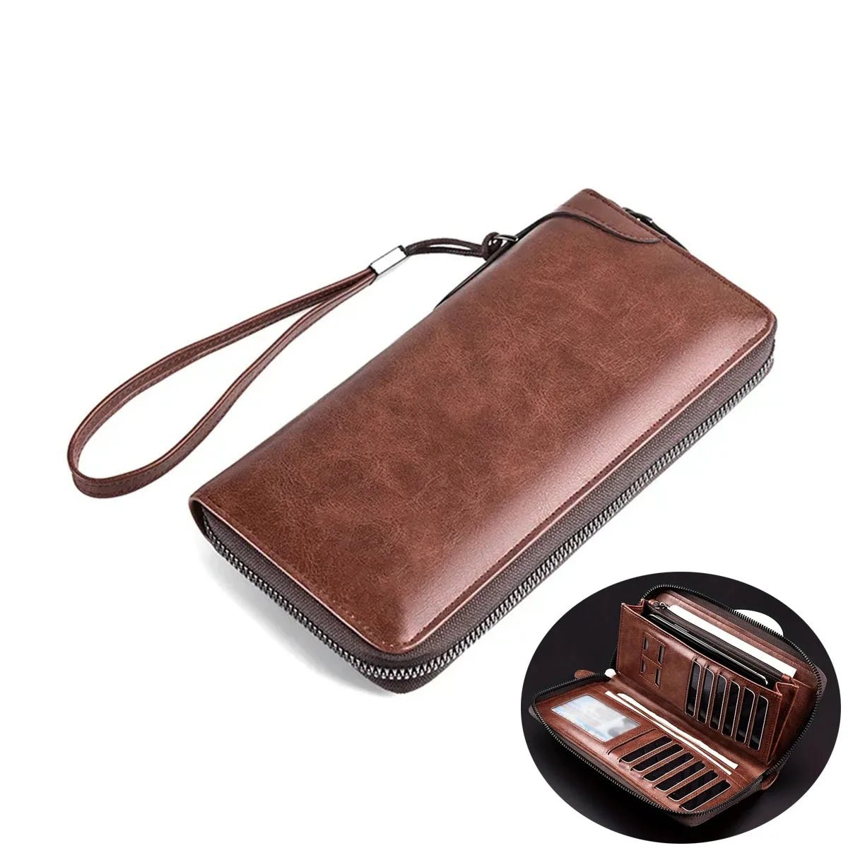 Men's Long Zipper Wallet High Quality Pu Leather Wallet For Men RFID Blocking Business Clutch Bag Credit Card Holder Purse Man - InspiredGrabs.com