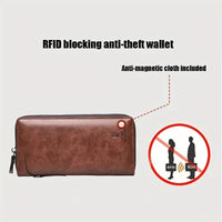Thumbnail for Men's Long Zipper Wallet High Quality Pu Leather Wallet For Men RFID Blocking Business Clutch Bag Credit Card Holder Purse Man - InspiredGrabs.com