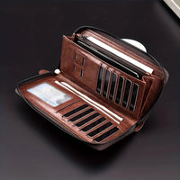 Thumbnail for Men’s Long Zipper Wallet – RFID Blocking PU Leather Business Clutch - InspiredGrabs.com