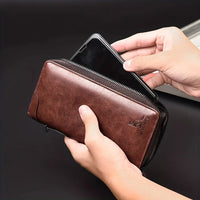 Thumbnail for Men’s Long Zipper Wallet – RFID Blocking PU Leather Business Clutch - InspiredGrabs.com