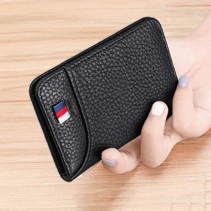 Men’s Short Wallet – Slim Soft Leather Card Holder with Coin Pocket - InspiredGrabs.com