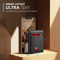 Thumbnail for Men's Wallet Ultra Thin Rfid Leather with ID Window Multi Card Carbon Fiber Wallet - InspiredGrabs.com