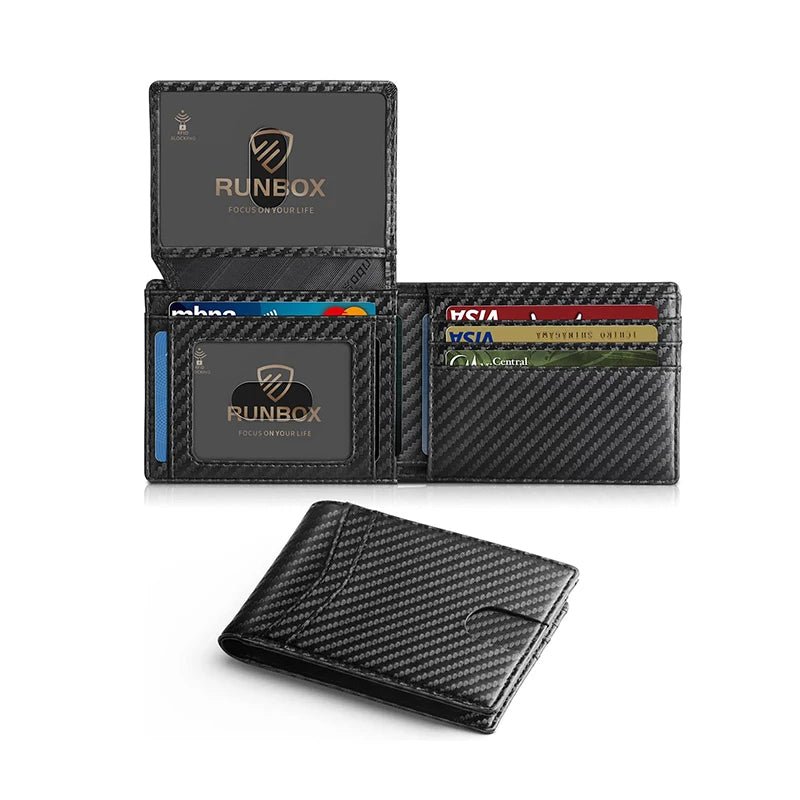 Men's Wallet Ultra Thin Rfid Leather with ID Window Multi Card Carbon Fiber Wallet - InspiredGrabs.com