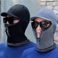 Thumbnail for Men’s Winter Warm Wool Knit Hat with Ear Protection & Visor - InspiredGrabs.com