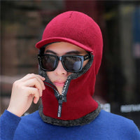 Thumbnail for Men’s Winter Warm Wool Knit Hat with Ear Protection & Visor - InspiredGrabs.com