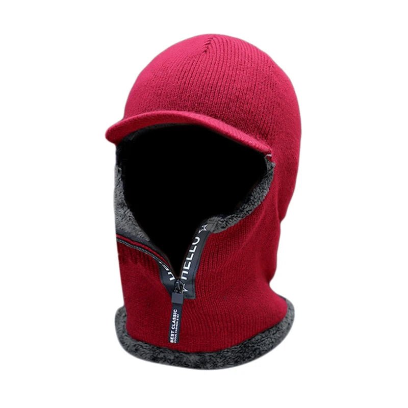Men’s Winter Warm Wool Knit Hat with Ear Protection & Visor - InspiredGrabs.com