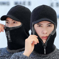 Thumbnail for Men’s Winter Warm Wool Knit Hat with Ear Protection & Visor - InspiredGrabs.com