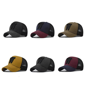 Mesh Baseball Cap with W Embroidery – Breathable Unisex Snapback - InspiredGrabs.com