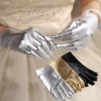Thumbnail for Metallic Faux Leather Evening Gloves – Performance & Party Style - InspiredGrabs.com