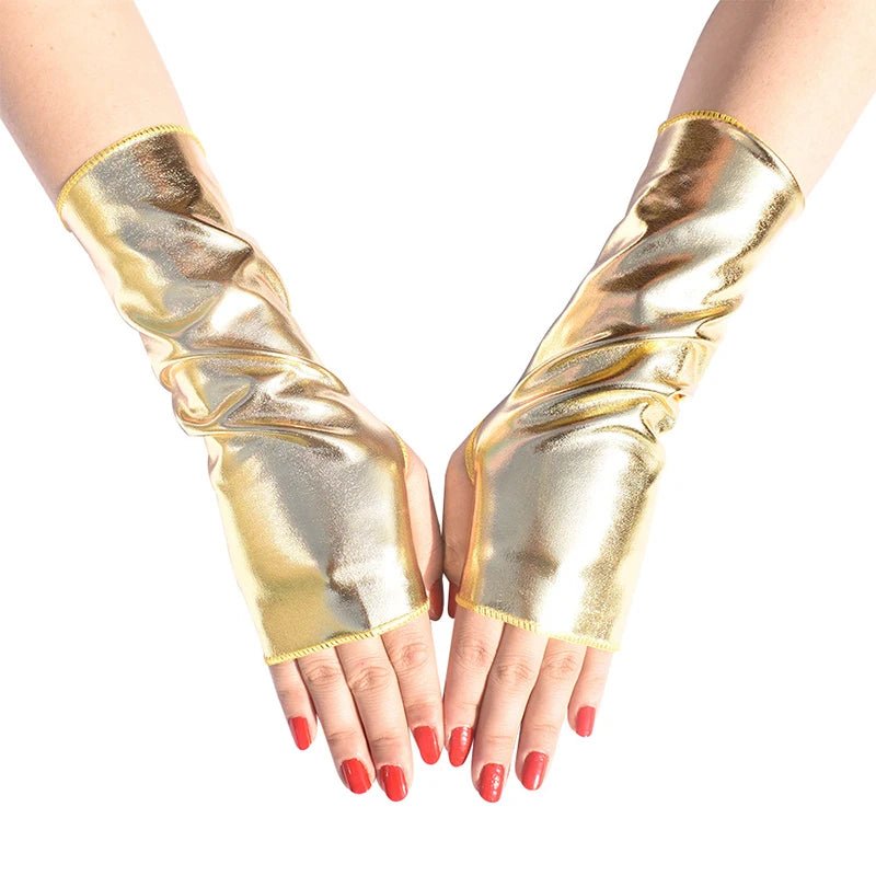 Metallic Faux Leather Evening Gloves – Performance & Party Style - InspiredGrabs.com