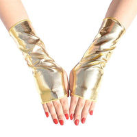 Thumbnail for Metallic Faux Leather Evening Gloves – Performance & Party Style - InspiredGrabs.com