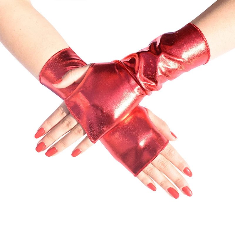 Metallic Faux Leather Evening Gloves – Performance & Party Style - InspiredGrabs.com