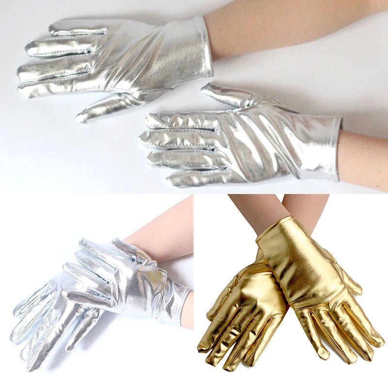 Metallic Faux Leather Evening Gloves – Performance & Party Style - InspiredGrabs.com