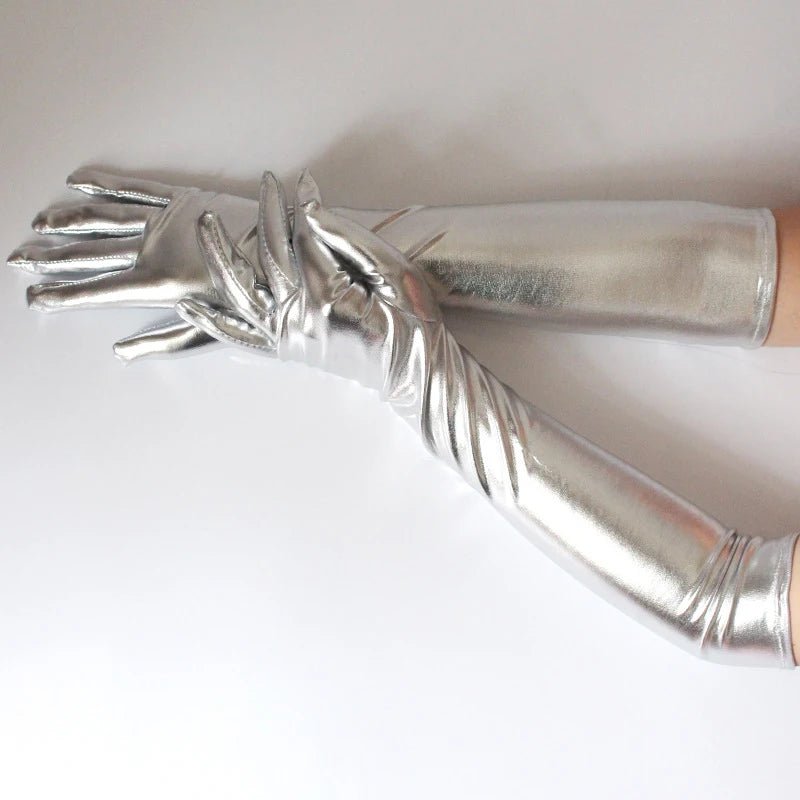 Metallic Faux Leather Evening Gloves – Performance & Party Style - InspiredGrabs.com