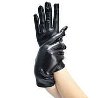 Thumbnail for Metallic Faux Leather Evening Gloves – Performance & Party Style - InspiredGrabs.com