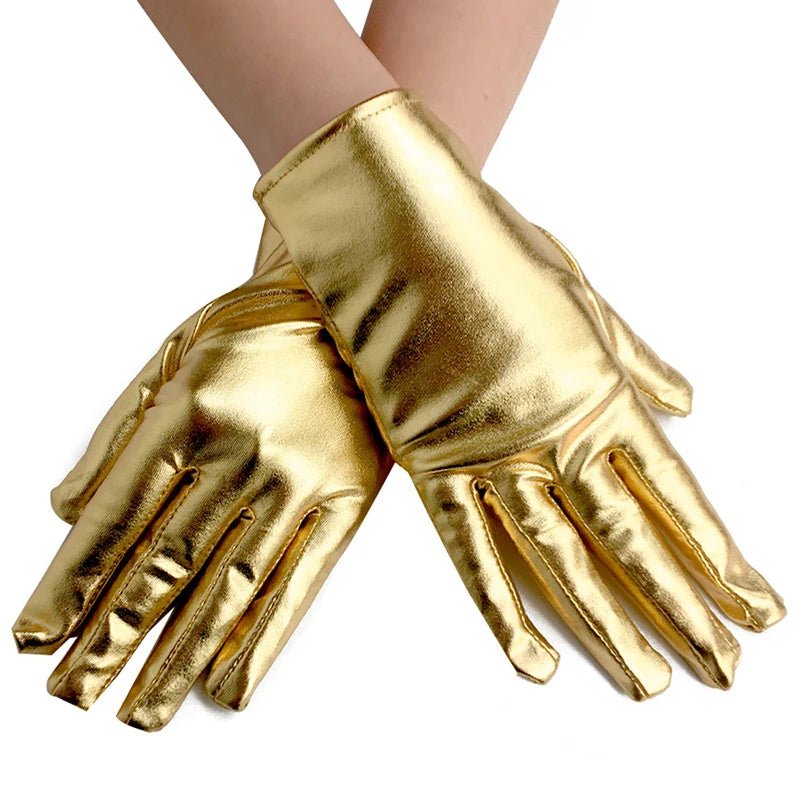 Metallic Faux Leather Evening Gloves – Performance & Party Style - InspiredGrabs.com