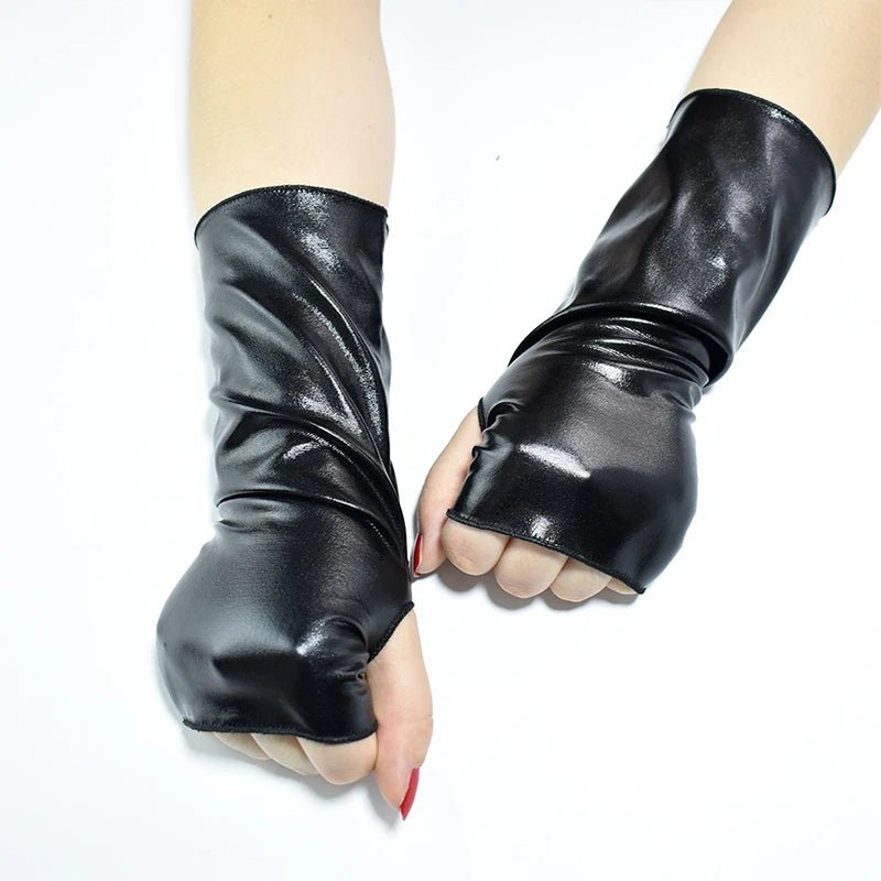 Metallic Faux Leather Evening Gloves – Performance & Party Style - InspiredGrabs.com