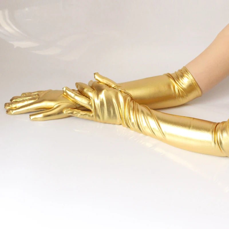 Metallic Faux Leather Evening Gloves – Performance & Party Style - InspiredGrabs.com