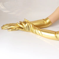 Thumbnail for Metallic Faux Leather Evening Gloves – Performance & Party Style - InspiredGrabs.com