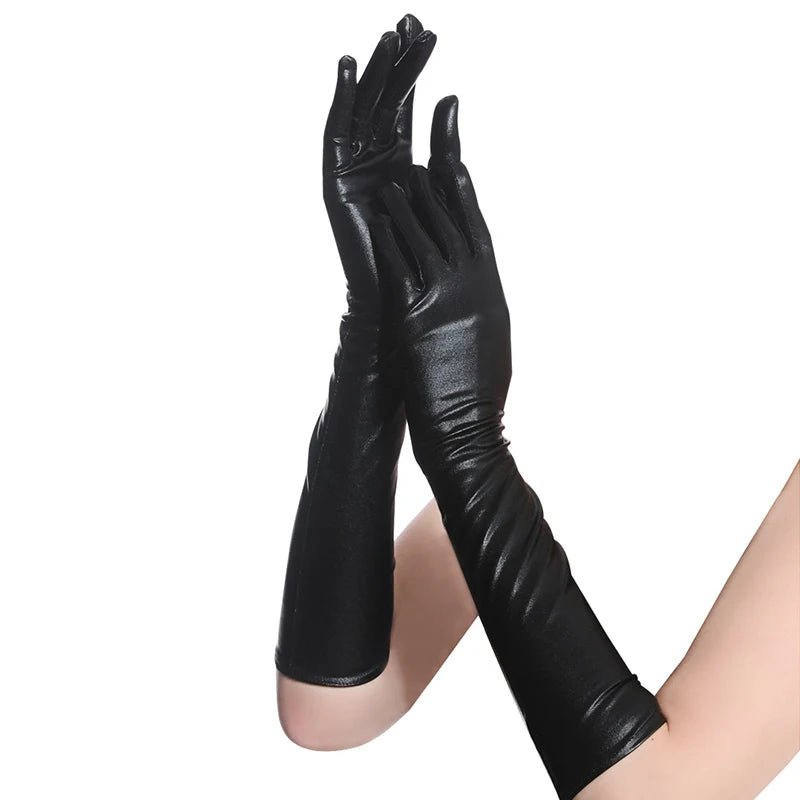 Metallic Faux Leather Evening Gloves – Performance & Party Style - InspiredGrabs.com