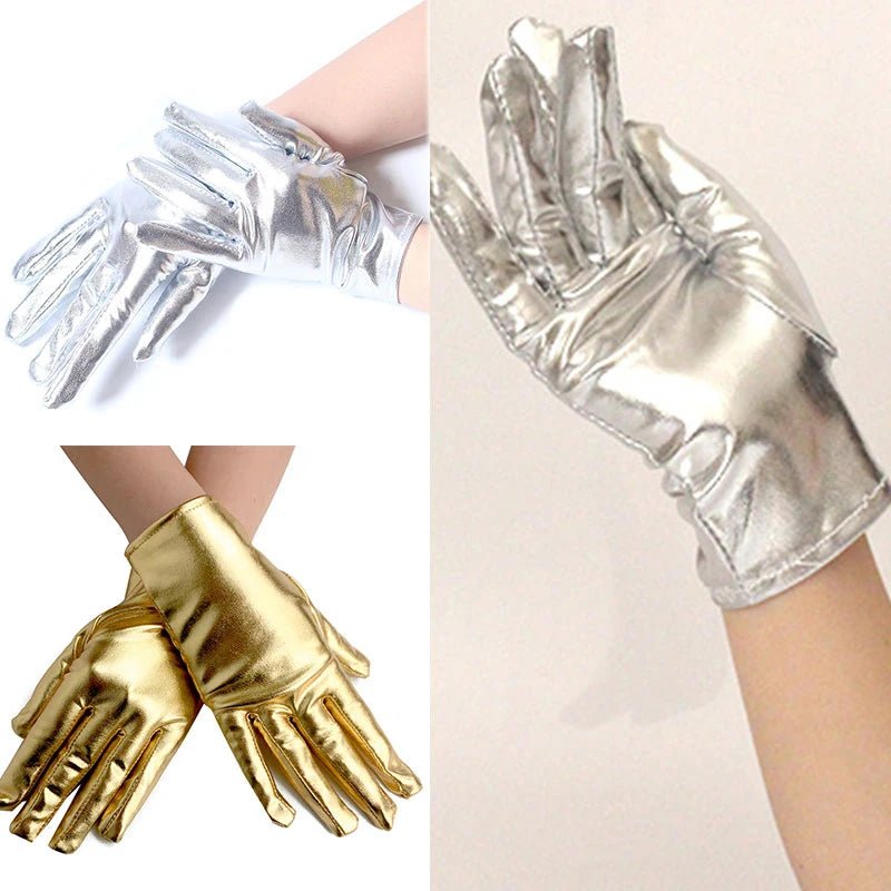 Metallic Faux Leather Evening Gloves – Performance & Party Style - InspiredGrabs.com