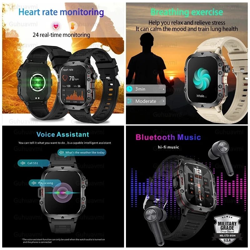 Military GPS Smartwatch for Men - IP68 Waterproof - InspiredGrabs.com