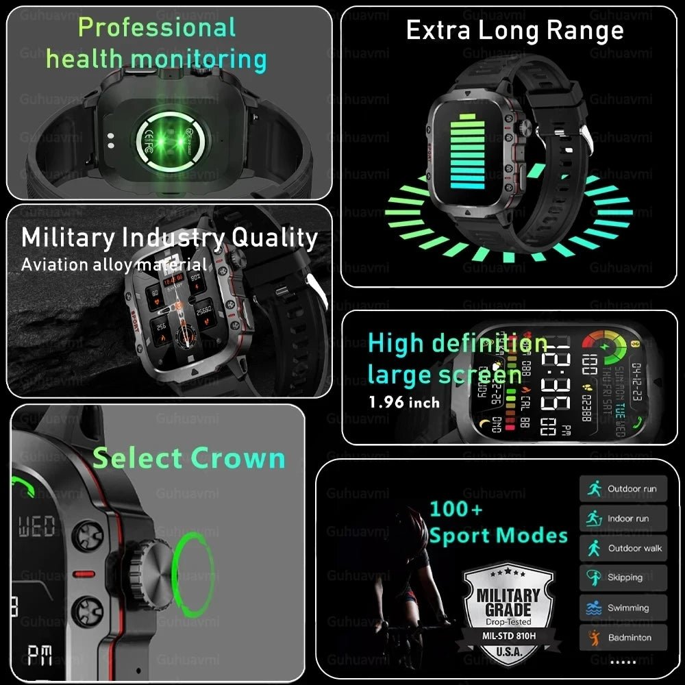 Military GPS Smartwatch for Men - IP68 Waterproof - InspiredGrabs.com