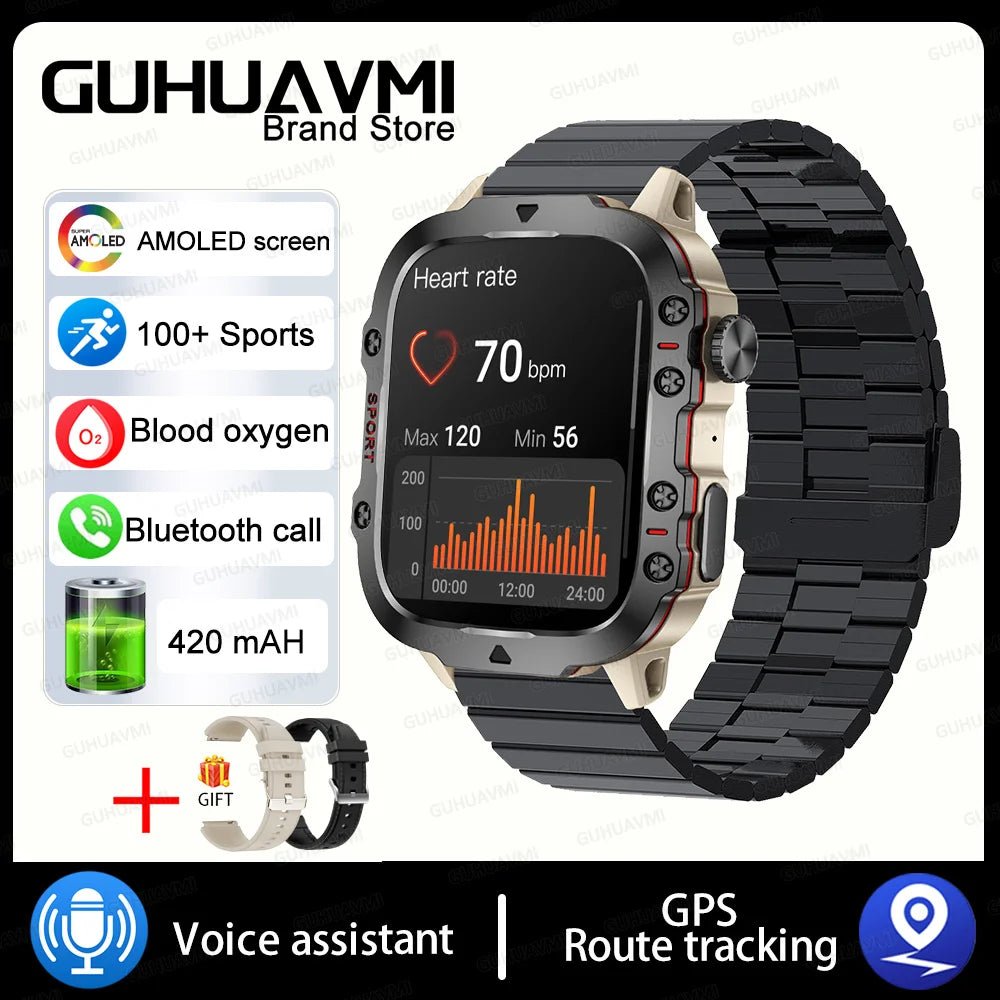 Military GPS Smartwatch for Men - IP68 Waterproof - InspiredGrabs.com