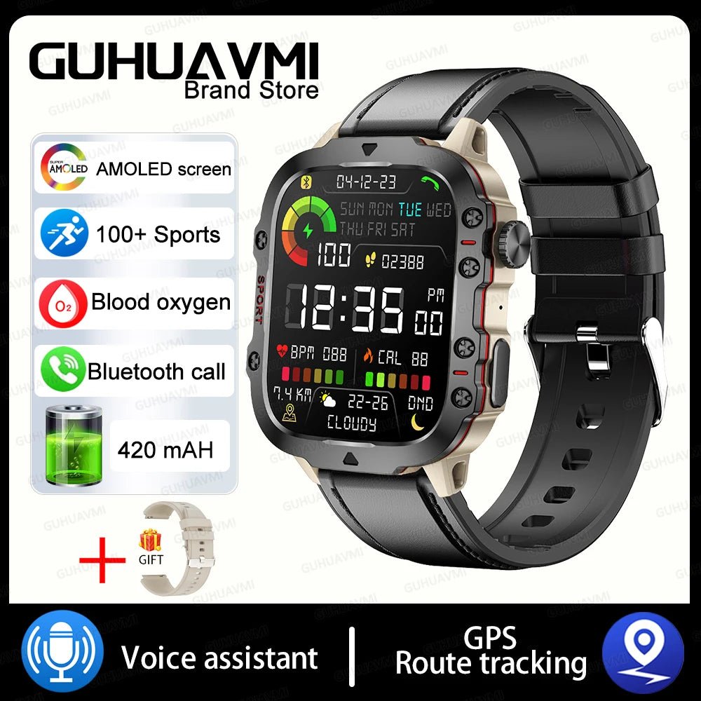 Military GPS Smartwatch for Men - IP68 Waterproof - InspiredGrabs.com