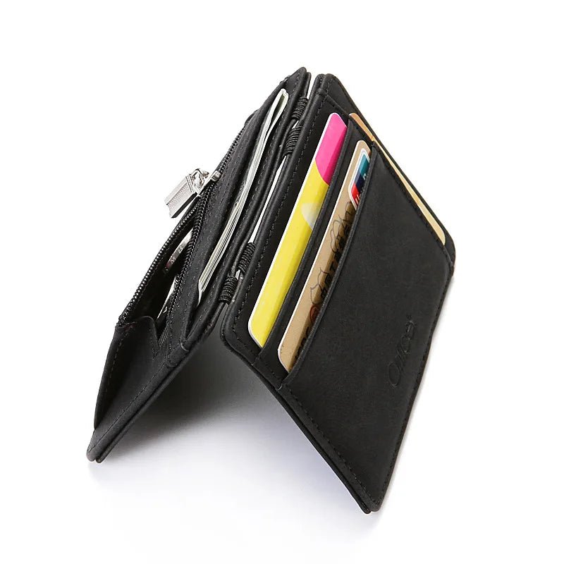 Mini Slim Men Card Wallets Coin Pocket Zipper Male Purses Magic Card Holder Men's Wallet Money Clips - InspiredGrabs.com