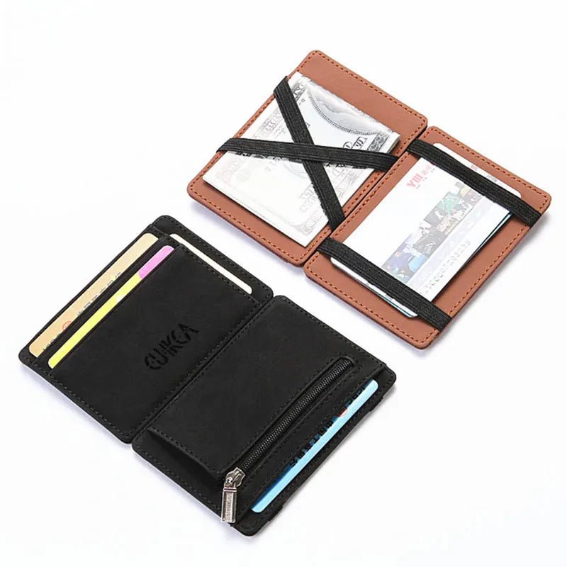 Mini Slim Men Card Wallets Coin Pocket Zipper Male Purses Magic Card Holder Men's Wallet Money Clips - InspiredGrabs.com