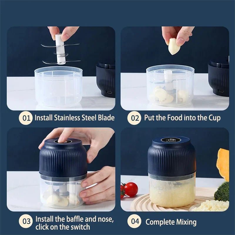 Mini USB Rechargeable Electric Garlic & Vegetable Chopper - InspiredGrabs.com