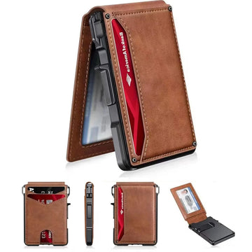 Minimalist RFID Leather Wallet with Pop - Up Card Holder - InspiredGrabs.com