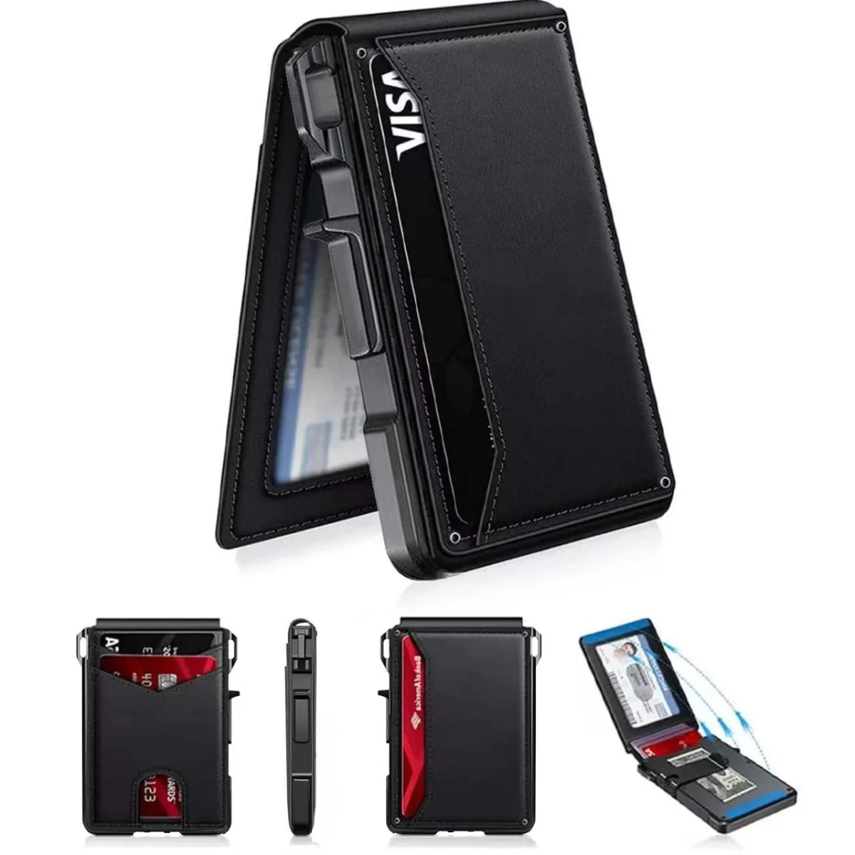 Minimalist RFID Leather Wallet with Pop - Up Card Holder - InspiredGrabs.com