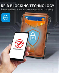 Thumbnail for Minimalist RFID Leather Wallet with Pop - Up Card Holder - InspiredGrabs.com